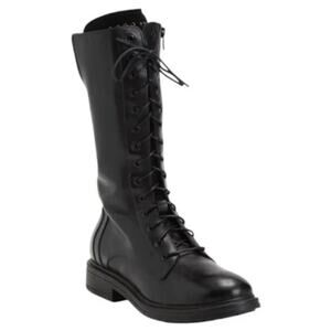 OROSCURO Black Made In Italy Leather Laced Up High Shaft Boots Size 8.5
